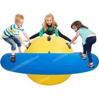 Giant inflatable dome rocker bouncer, 88-inch roller handle seesaw and 6-handle climbing bridge, outdoor play
