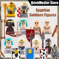 Medieval Military Ancient Egyptian Soldier Figures Weapons Shield Building Blocks Pharaoh Army Guard Warrior Bow Bricks Toy Gift