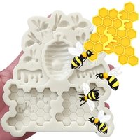 Bee and Honeycomb Silicone Mold Set Versatile Mould for Fondant Chocolate Cupcake Cookie Decoration Sugarcraft Cake Baking Tools