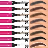 8-farbiger, abreißbarer, schwarzer Augenbrauenstift, ultrafeine braune Rendering, schweiß- und wischfest mit Pinsel-Augen-Make-up