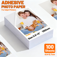 3R 4R 100 Sheets Adhesive Photo Paper 135 gsm 36Ib Glossy Sticker Paper for Inkjet Printer Office & School Supplices