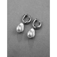 Temperament Gold/Silver Drop Earrings Vintage Elegant Round Earclip Baroque Pearl Earrings for Women