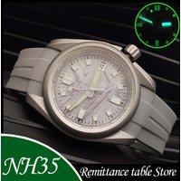 40mm new automatic Japan NH35 mechanical watch, sapphire glass, elegant fashion rubber strap, green glow-in-the-dark timepiece