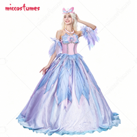 【Pre Sale】Cosplay.fm Women's Swan Lake Princess Cosplay Costume Pink and Blue Princess Dress with Sleeves and Necklace
