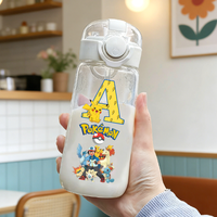 400ML Pokemons Water Cup Fashion Plastic Drinking Mug Anime Pikachu Charmander Water Bottles Large Capacity Sport Kettle Gift