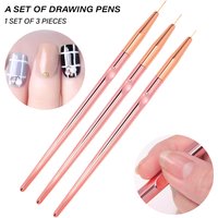 LULAA 3Pcs Nail Brush Set Rose Gold Nail Liner Brush Nail Design Brush Nail Art Brush Suitable for Nail Salons or Home Use