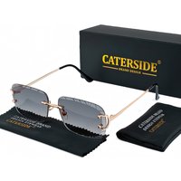 CATERSIDE Rimless Square Sunglasses Men Gradient Trimmed Lenses Metal Frame Sun Glasses Punk Women UV400 Lunette De Soleil Homme