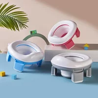 3-in-1 Reise-Toilettensitz, faltbar, blau, Kinder-Töpfchen mit Taschen, tragbarer Silikon-Babytopf, Baby-Töpfchen-Trainingssitz