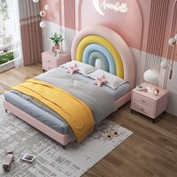 #For high quality kids bed creative luxury girl unique storage cute upholstered wooden furniture leather soft kids bed