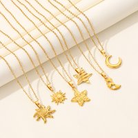 Classic Sun Moon Star Pendant Necklace Link Chain On The Neck Decor Stainless Steel Necklaces For Women Men Accessories Jewelry