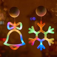 Window Wall Lights, Battery Powered, Snowflake & Jingle Bell & Stocking Shaped with Suction Cup for Ramadan, Holiday, Home Decor