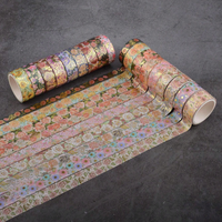 18 rolls, floral bronzing pattern and washi tape, suitable for DIY notebook, gift box packaging, exquisite decoration supplies