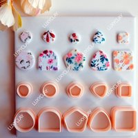 10pcs Geometric Shape Clay Molds, Circle Arch Pentagon Triangle Square Polymer Clay Cutters for DIY Jewelry & Earrings Making
