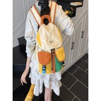 Color Matching 2 Sizes Parent-Child Bags Korean Style Large Capacity Drawstring Schoolbag Nylon Multi-Pocket Kids Backpack