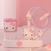 4pcs/set New Hello Kitty Cable Protective Case for Apple 18/20w Charge Winder Cartoon Charger Protective Case for iPhone 16