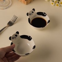 Panda ceramic dipping dish, cute shaped mini bowl, steamer available, fruit and snack bowl, home and restaurant tableware
