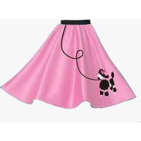 50S 60s Vintage Black Hot Pink Poodle Skirt for Girls Printed Midi Skirt Halloween Cosplay Costume Vestidos Hippie Retro Outfit