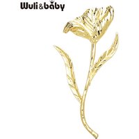 Wuli&baby Huge Metal Tulip Flower Brooches 2-color Big Plants Easy-match Brooch For Women's Clothes Backpack Pins Gifts