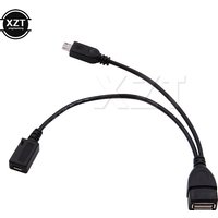 1 in 2 OTG Micro USB Host Power Y Splitter USB Adapter to Mirco 5 Pin Male Female Cable OTG Data Cable
