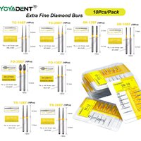 Extra Fine Dental Diamond Burs Dentistry Drills FG High Speed Turbines Bur Dental Lab Polishing Tools Dia.1.6mm 10pcs/Pack