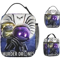 Murder Drones Lunch Bag Portable Lunch Box Men Travel Graphic Cooler Bag Casual Oxford Thermal Tote Handbags