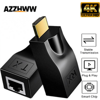4K HDMI-compatible to RJ45 Extender HDMI-compatible Extender Over Ethernet Cat 5e/6/7/8 Cable HDMI-compatible Repeater UP to 30m