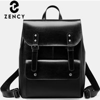 Zency Genuine leather Women Travel Backpack Large Capacity For 14 inch Laptop Rucksack Wear Resistant Oil Wax England Style Bag