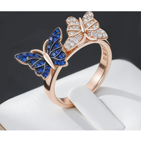 Wbmqda Unique Butterfly Ring For Women 585 Rose Gold Color Luxury Animal Jewelry Accessories