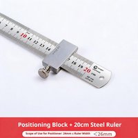 15/20/30/40cm Stainless Steel Ruler Precise Line Marking Locator Stopper Adjustable Position Block Compatible Measuring Tool