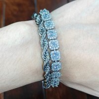 ESKEEM 7mm Tennis Bracelet with 6mm Rope Chain Fashion collocation Set Jewelry Cubic Zirconia Iced Out Bracelet Women Men Gift