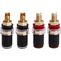 2Pcs No Welding Golden Rhodium Plated Pure Copper Binding Post Speaker Terminal for 4mm Banana Plug Amplifier