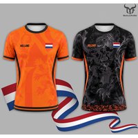 Netherlands Flag Print Football Jersey Outdoor Casual Breathable Short Sleeve Tops Summer Men Gym Sports Training Soccer T-shirt