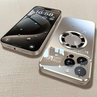 Fashion Titanium Color Magnetic Case For iPhone 15 14 13 12 11 Pro Max ,Built-in Lens Protector For Magsafe Wireless Charge Case
