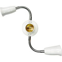 Adjustable White E27 Base Light Socket Splitter Gooseneck LED Bulbs Holder Converter with Extension Hose 3 Way Adapter