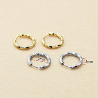 Gold-Color IP Plating 316 Stainless Steel Twist Curve 12mm Line 2mm Hoop Earrings No Fade Allergy Free Brief Style