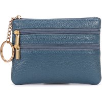 Pomelo Best Pebbled Leather Triple Zipper Mini Coin Purse With Key Ring Multi Pocket Card Wallet for Women