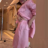 Elegant Lapel Collar Shirt & Short Pant Sets 2026 Women Casual Pocket Commute 2Pc Outfits Fashion Long Sleeve Solid Loose Suits