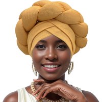 Gold Thread African Auto Gele Headtie Nigeria Head Wraps Female Headpiece 2024 New Exaggerated Braids Turban Cap for Women