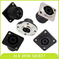 Speakon Female Panel Mount Socket Square Round Base 4 Pole Chassis Connector with Screw Terminal