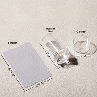 Transparent Nail Stamper with Scraper Kits Silicone Head Stamp French Nail Printing Polish Stencil Nail Art Stamping Tools