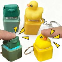 Funny Croaking Frog Duck Keychain Keyboard Keycap Fidget Button Sound Keyrings LED Light Stress Relief Keychains Decorative Gift