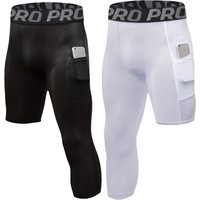 3/4 One Leg Compression Tights for Basketball Leg Sleeve Capri Athletic Base Layer Underwear for Gym Running