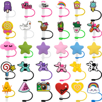 1/30PCS Casual Silicone Straw Cover Cap Balloon Dog Accessories, 8MM Star Love Straw Topper for Cups,Dustproof Rainbow Straw Cap