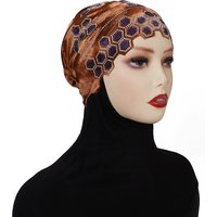 Headband Hijab Scarf with Rhinestone Undercap Abaya Hijabs Muslim Flannel Turbans Instant Head Wrap Women Bonnet Cap