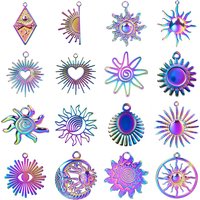New Design Fashion Rainbow Stainless Steel Sun Heart Charms For Jewelry Making Earrings Keychain DIY Breloques Acier Inoxydable