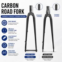 Carbon Fiber Road Bike Fork 700C Disc Brake, Flat Mount, Ultra-Light T800 Toray, 100x12mm Thru Axle/QR, Straight/Tapered Steerer