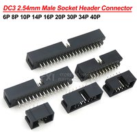 5PCS DC3 2.54mm Socket Header Connector ISP Male Double-spaced Straight needle 6P 8P 10P 14P 16P 20P 30P 34P 40P New