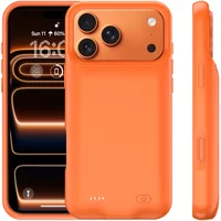 Smart Wireless Battery Charger Case for iPhone 17 pro Max - Magnetic Power Bank External Orange Charging Cover