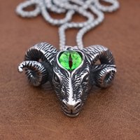 Men's New Gothic Hexagonal Star Satan Ram Pendant Stainless Steel Retro Personality Goat Head Necklaces Jewelry Gift Wholesale