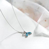 925 Sterling Silver Necklace for Women Girl Gift Blue Sea Whale Mermaid Tail Drop Glaze Jewelry Dropship Wholesale